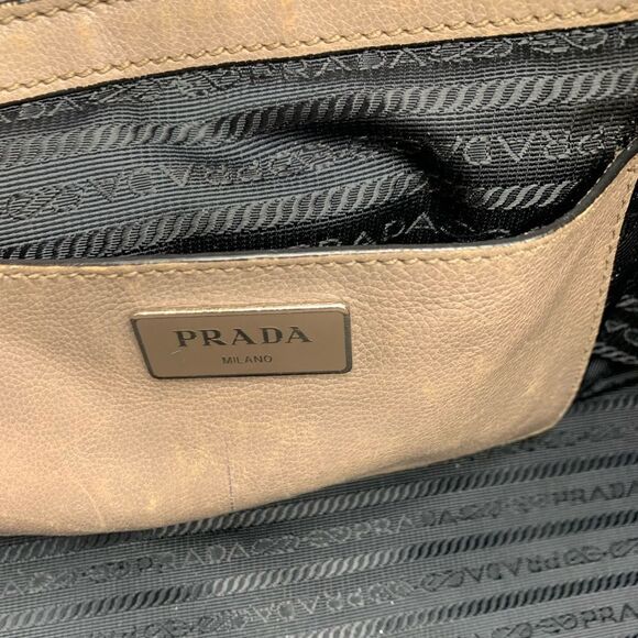 Auth PRADA Glacé Calf Pomice Twin Pocket Tote Bag Very Good Preloved Satchel - Picture 2 of 16